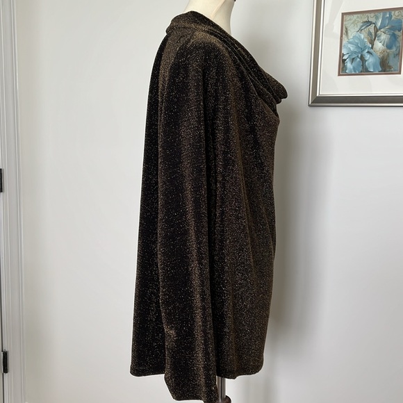 Womens Plus size 3x Cowl neck gold shimmer top. - Picture 3 of 10